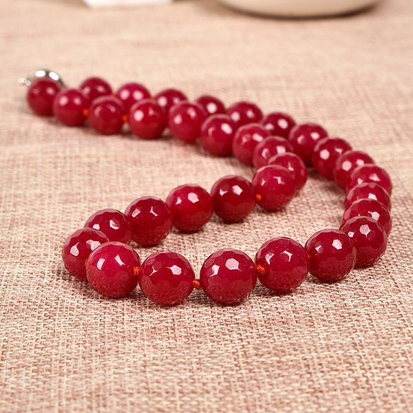 

10 mm pure red beads and wedding gifts red jasper necklace wholesale crafts, Silver