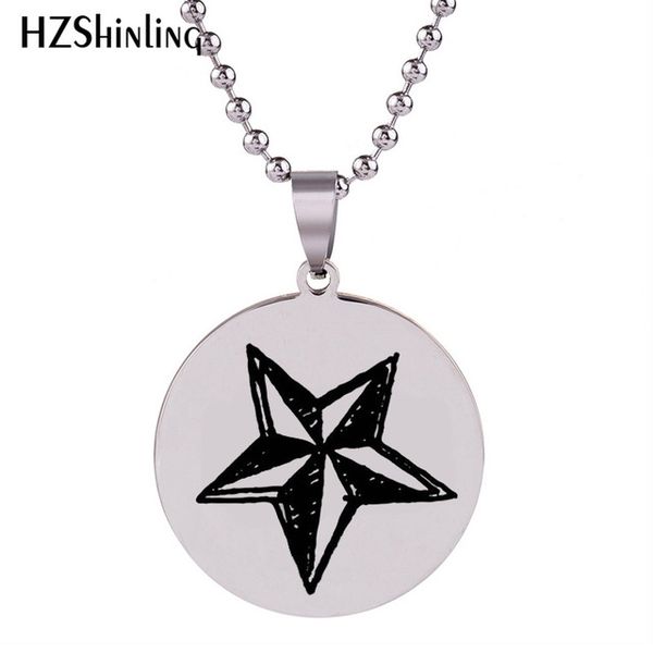 

new star necklace silver round stainless steel pendant necklaces art hand craft jewelry ball chain gifts for men