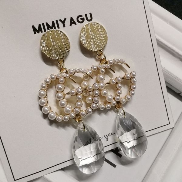 

Korean trendy long pearl earring for women big ta el dangle drop pearl earring jewelry