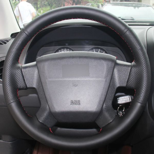 

black leather hand-stitched car steering wheel cover for jeep compass 2006-2010 old patriot 2007-2010