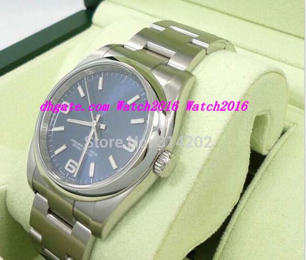 

box/certificate luxury watches new style blue dial smooth bezel 116000 automatic mechanical men's watches, Slivery;brown