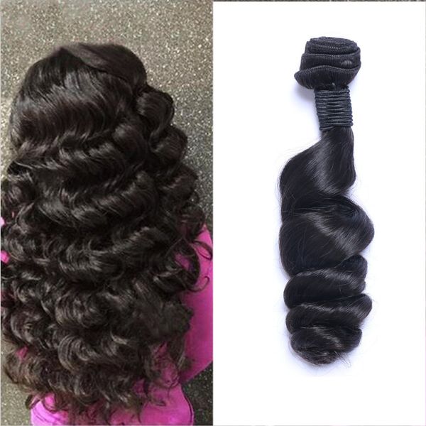 

indian virgin human hair loose wave curly unprocessed remy hair weaves double wefts 100g/bundle hair wefts, Black