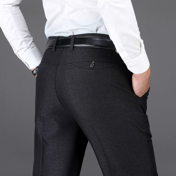 

brand clothing men's suit pants 2018 autumn winter thick cotton casual pants men business straight man classic trousers, Black