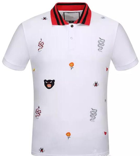 

Новый горячий роскошный дизайнер рубашки поло футболка Хай-стрит вышивка футболки для мужчин змея пчела тигр Марка poloshirt рубашка мужчины