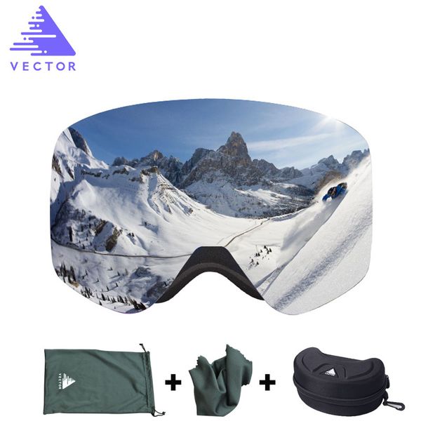 

wholesale-vector brand ski goggles with case double lens uv400 anti-fog ski snow glasses skiing men women winter snowboard eyewear hb108