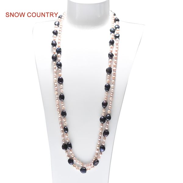 

snow country natural genuine baroque freshwater pearl 150cm length long necklace sweater chain for women ing, Silver