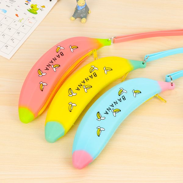 

cute kawaii silica gel pencil bag creative banana pencil case for kids gift korean stationery