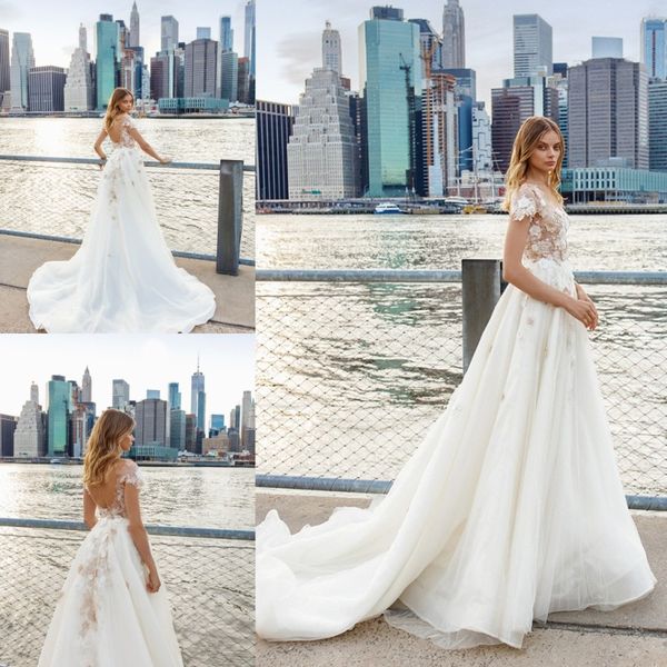 

ева лендель 2019 свадебные платья кружева с коротким рукавом элегантные старинные аппликации без спинки чешские свадебные платья онлайн свад, White