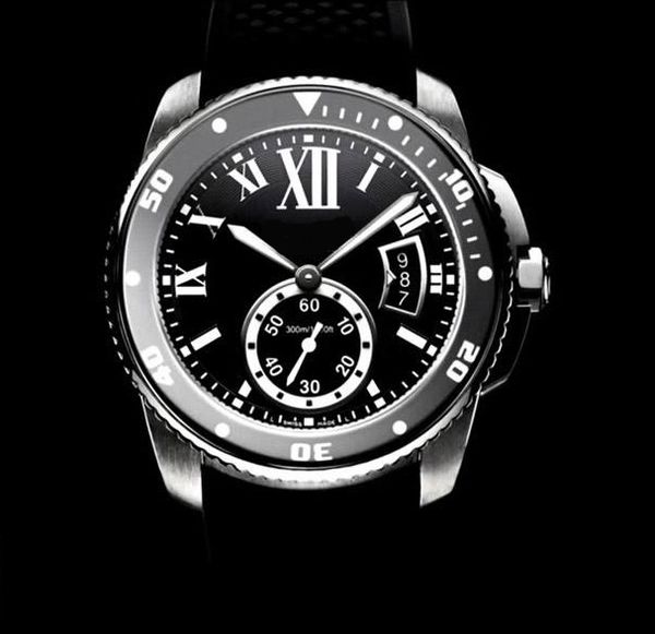

luxury mens watches diver w7100056 auto 42mm black dial sapphire date men's rubber band automatic machinery sport wrist watches, Slivery;brown