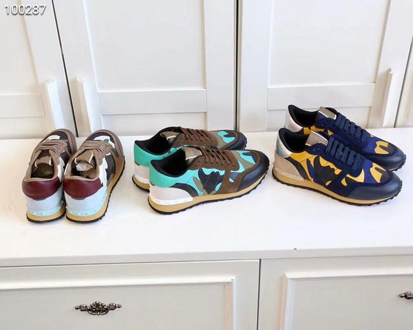 

New shoes [Original Box] Fashion Stud Camouflage Sneakers Shoes Footwear Men,Women Flats Luxury Designer Rockrunner Trainers Casual Shoes