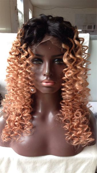 

kinky curly t1b/33# 8-24inch human hair lace front wigs & glueless full lace wigs for black women with baby hair, Black;brown