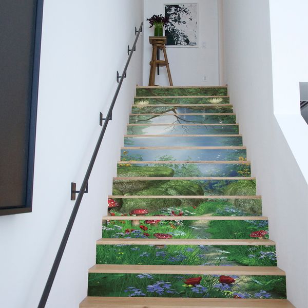 Creative Diy 3d Stairway Stickers Magic Forest Pattern For House