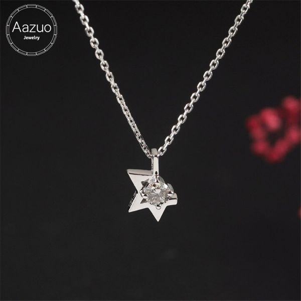 

aazuo 100% 18k white gold real diamonds classic lovely star pendent necklace gifted for women wedding link chain au750, Silver