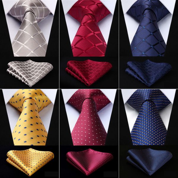 

paisley check dot 3.4"silk woven wedding men tie necktie handkerchief set#rm1 pocket square classic party wedding men's fashion, Blue;white