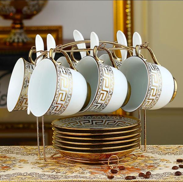 

luxury drinkware 19 pcs european ceramic tea set porcelain coffee set coffee pot coffee jug cup saucer set