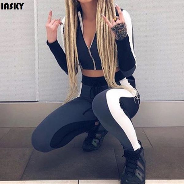 

2pcs yoga set tracksuit women gym clothing patchwork long sleeve fitness sport suit female running sportswear workout clothes, White;red