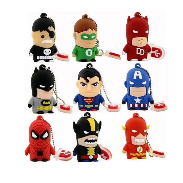 

gift superhero avenger superman batman spider man pendrive usb 2.0 usb flash drive 8gb 16gb 2gb 4gb 1gb cartoon pen drive