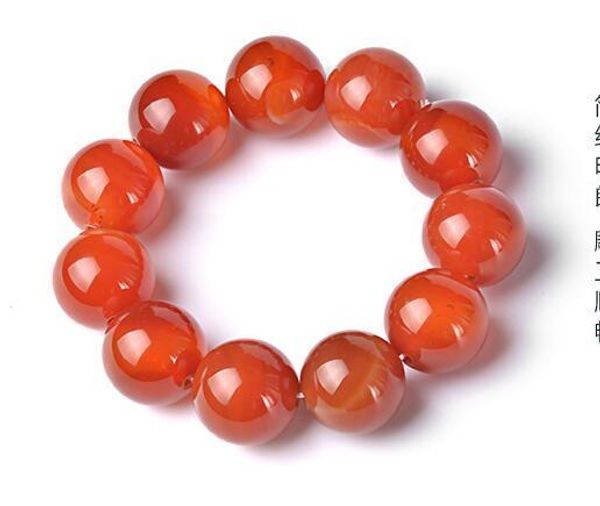 

fashion unique 100% natural onyx 16 mm chalcedony beads elastic bracelet, Golden;silver