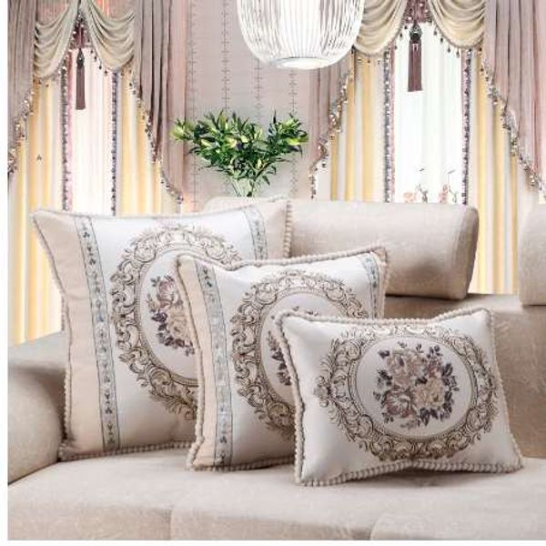 Curcya роскошный жаккардовый цветочный бежевый диван подушка подушка Европейская французская загородка домашнего декора подушка корпус квадратный прямоугольник