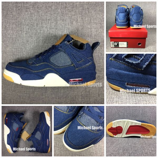 

с og box classic 4s denim баскетбол обувь 2018 новый ls джинсы синий черный 4s lvs кроссовки мужчины женщины размер спортивная обувь тренеры