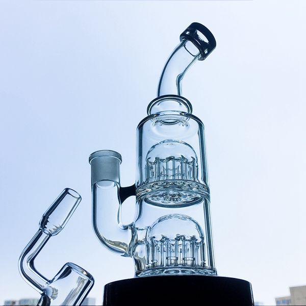 Bong in vetro spesso Narghilè 12 braccia Albero Percolatore Perc Oil Rigs Double Dab Rig 14mm Femmina Maschio Joint Water Pipes