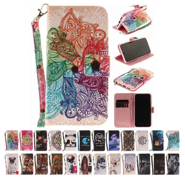 Eule Panda Mandala Dont Touch my phone Flip Wallet Case Ledertasche für Huawei P9 P20 Nokia 3 5 6 7 Plus LG Q6/G6 Mini Sony XA1 Plus XZ1