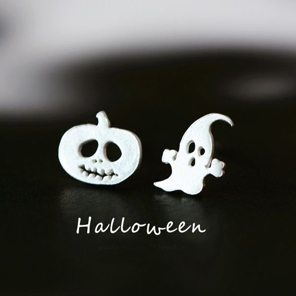

простое и сладкое серебро s925 halloween ghost, серьги с призраками тыквы, Golden