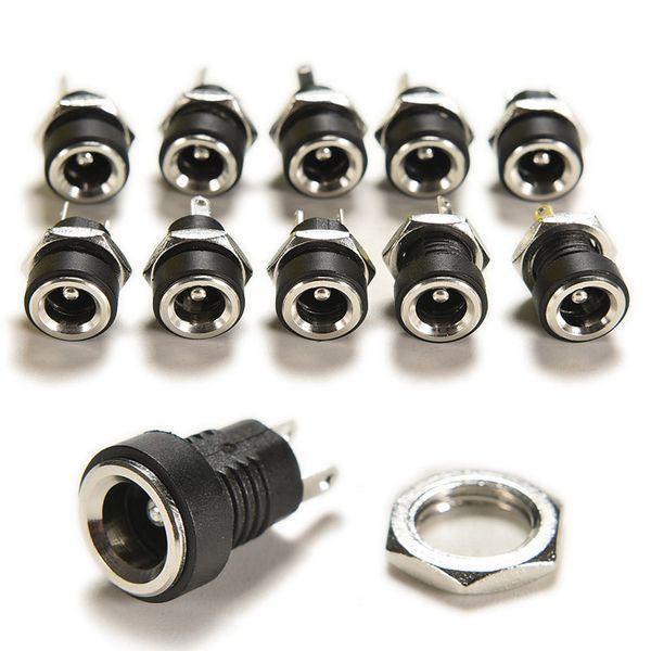 

100Pcs 3A 12v For DC Power Supply Jack Socket Female Panel Mount Connector 5.5mm Plug Adapter 2 Terminal Types 3.5*1.3 5.5*2.1 5.5*2.5