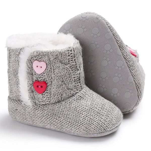 

infant baby girl boy toddler winter warm boots knit woolen soft sole shoes 0-18m 3 colous cotton bottons, Black;grey