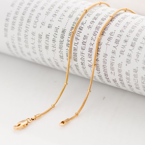 

whole sale2016new fashion elegant feminine snake beads gold chain for women 18inch 2mm 1 gold color gp filled chokers chain necklace, Silver