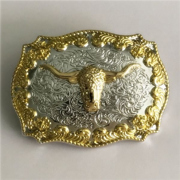 

3d lace gold bull head cowboys belt buckle woman man jeans jewelry accessories fit 4cm wide belts, Slivery;black