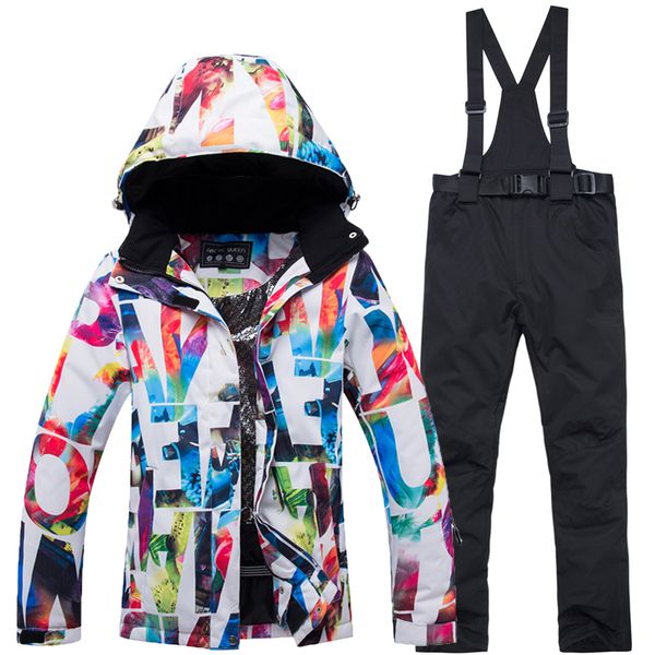 

arctic queen winter ski jacket women's veneer outdoor sports ski suit snowproof breathable snow jacket + bib warm pants