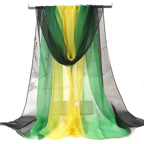 

горячая мода градиент цвета твердые шарф женщины foulard шифон жоржетт длинные шаль летние бандана элегантный хиджаб 50 * 160 см m292