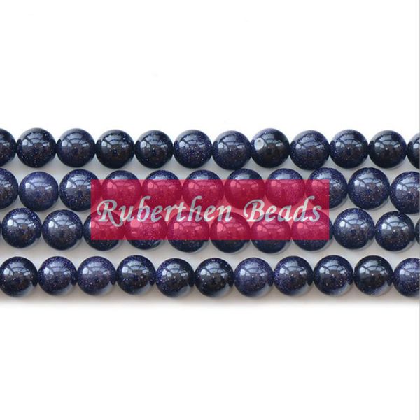 NB0006 Pietra naturale blu oro sabbia braccialetto fai da te perline pietra sciolta di alta qualità 8 mm perline rotonde per realizzare gioielli