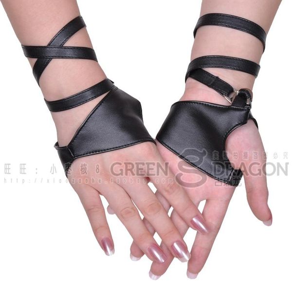 

2015 new women' fashion gloves ds strap all-match pu leather gloves jazz dance women' fingerless, Blue;gray