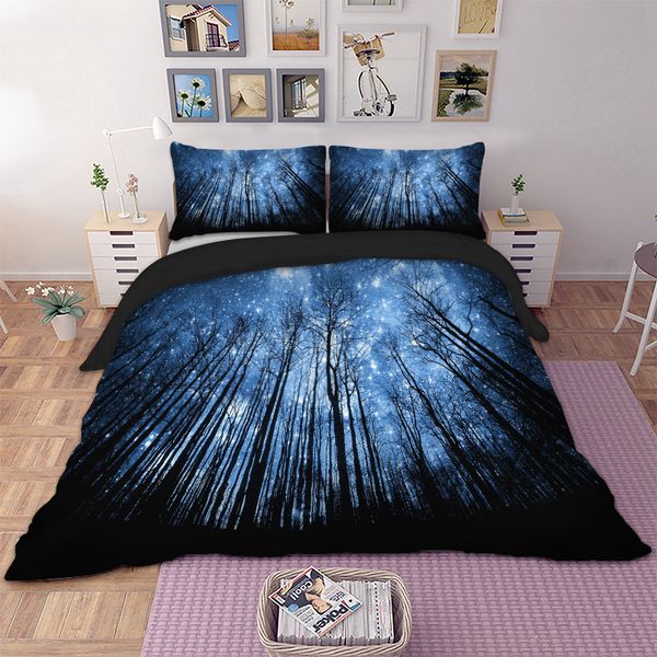 

wongs bedding 3d forest blue duvet cover bedding set quilt cover bed set 3pcs twin  king size home textile