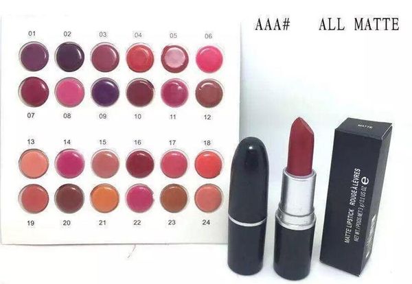 

new makeup arrivals makeup matte lustre lipstick 3g with name 24 different color(24 pieces/lot)ing