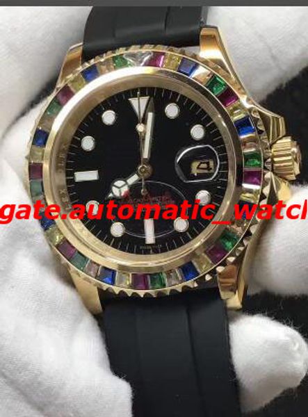 

3 style luxury wristwatch rubber bracelet 40mm rainbow diamond watch automatic mechanical men's watches new arrival