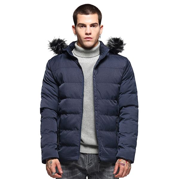 

new 2018 winter jacket men thick warm solid color men's coat hat detachable necessary coat korean version for youth, Black