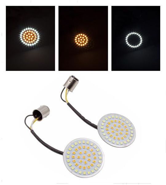 

2x янтарный белый led поворотники ходовые огни 1157 led вставки для harley