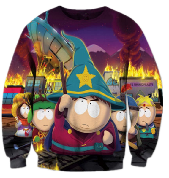 

новые моды для женщин / мужчин south park взрыв harauku стиль смешные 3d печатных crewneck кофты толстовки k188, Black
