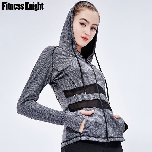 

running jacket fitness women sports jacket hoodie sweatshirt coat breathable long sleeve workout yoga sports wear, Black;red
