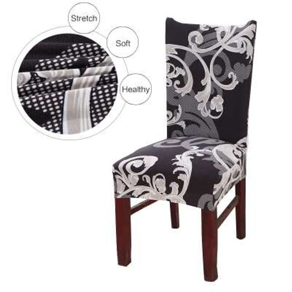 Fodera per sedia da pranzo con stampa scura vintage Fodera per sedia da pranzo pieghevole per banchetti elastici rimovibili per sedia da cucina moderna