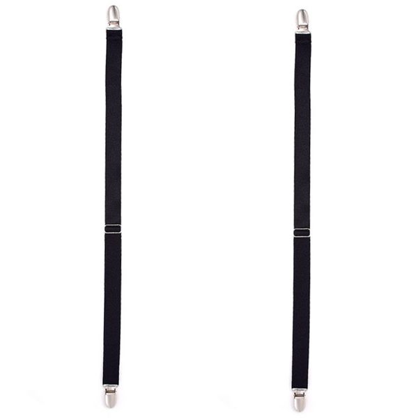 

mens straight suspender shirt stays holder elastic shirt garters belt metal clip, Black;white