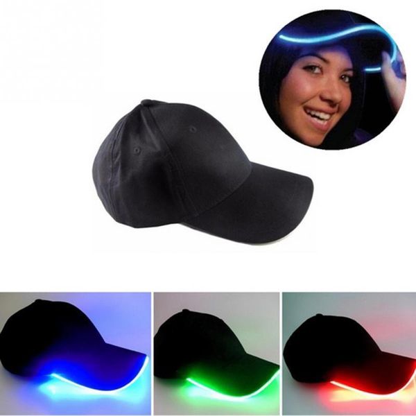

32 colors led lighted up baseball cap glow club baseball hip-hop golf dance hat optical fiber luminous caps adjustable dda734 party hats, Yellow