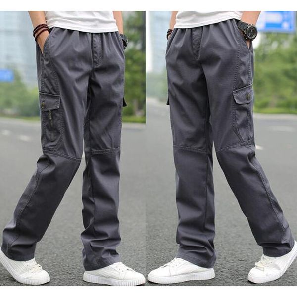 

plus size men's cargo pants winter male hip hop loose men pants trousers, Black