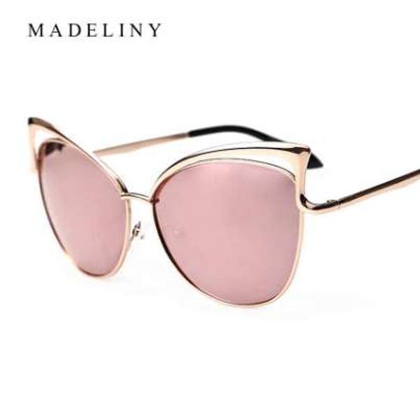 

madeliny new fashion cat eye sunglasses women coating alloy frame sun glasses feminino ma363, White;black