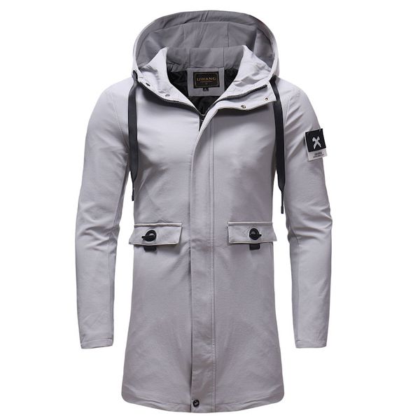 

trench coat men new fashion men hooded coat mid-length style 2018 autumn winter male clothing windbraker, Tan;black