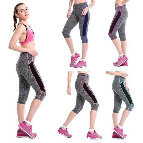 

высокая талия йога брюки высокая талия удобная повседневная фитнес йога спортивные брюки стрейч обрезанные леггинсы брюки панталон mujer, White;red