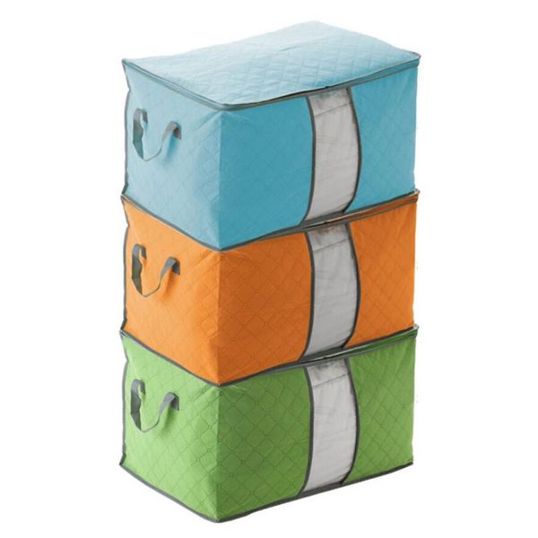 

storage bag portable rectangle durable cloth container organizer non woven fordable pouch storage blanket for clothing groceries